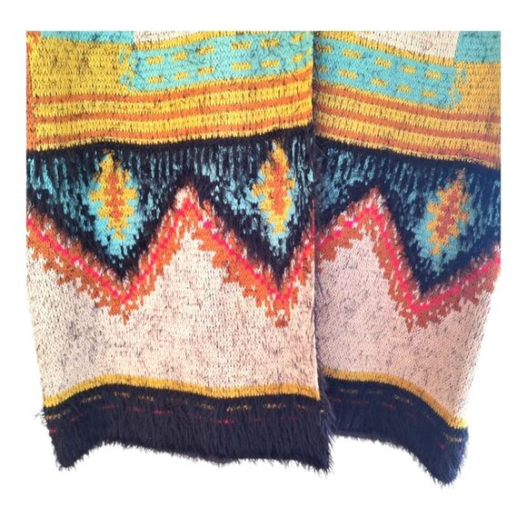 Southwestern Tribal Eyelash Sweater Hooded Cardigan Long Line MaxSport weighty L - Picture 13 of 16